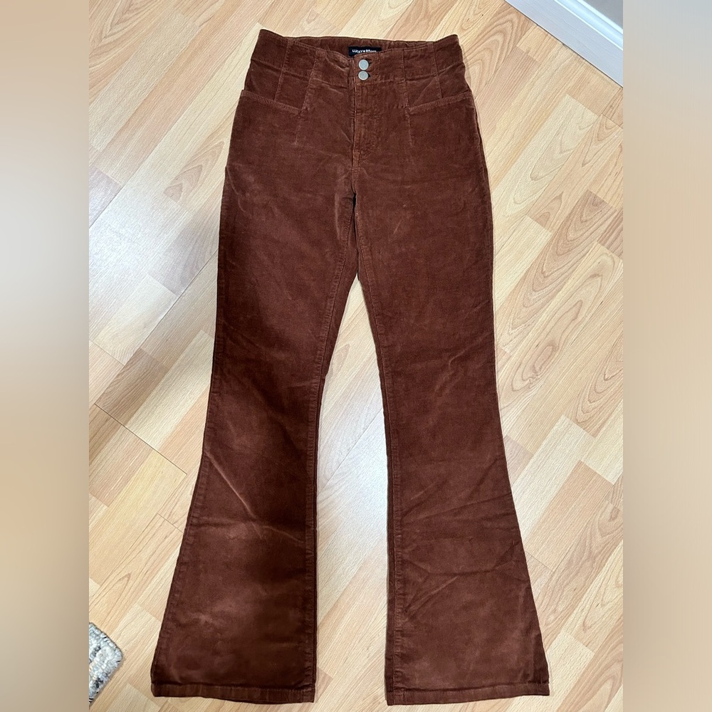 Lucky Brand Size 6 High Waisted Flare Brown Corduroy Pants